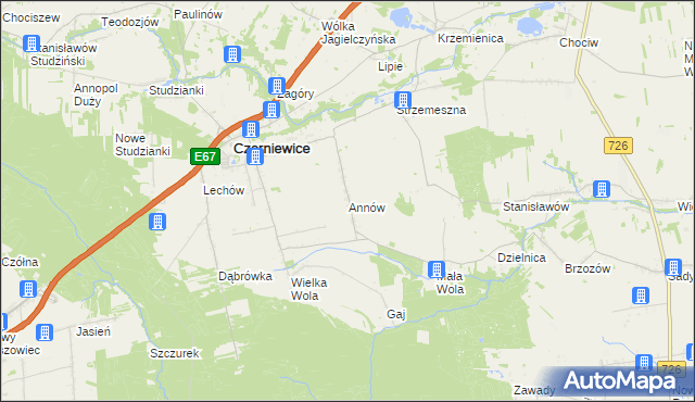 mapa Annów gmina Czerniewice, Annów gmina Czerniewice na mapie Targeo