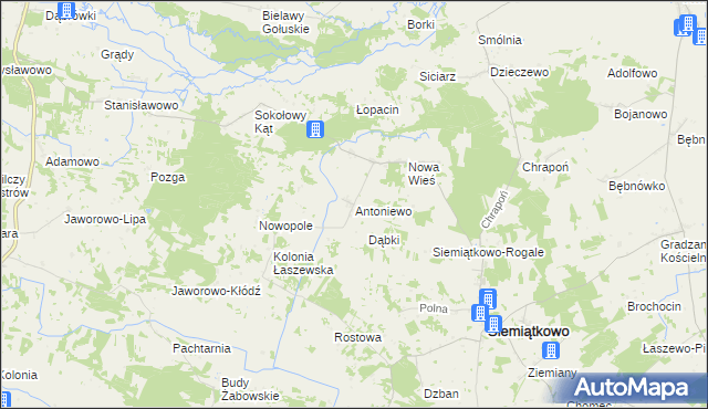 mapa Antoniewo gmina Siemiątkowo, Antoniewo gmina Siemiątkowo na mapie Targeo