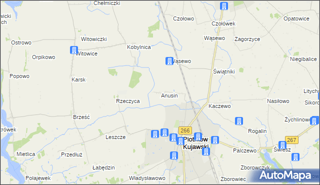 mapa Anusin gmina Piotrków Kujawski, Anusin gmina Piotrków Kujawski na mapie Targeo