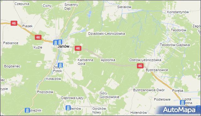 mapa Apolonka gmina Janów, Apolonka gmina Janów na mapie Targeo