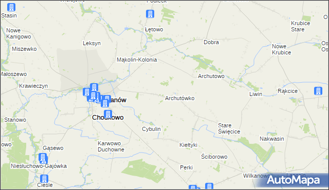 mapa Archutówko, Archutówko na mapie Targeo