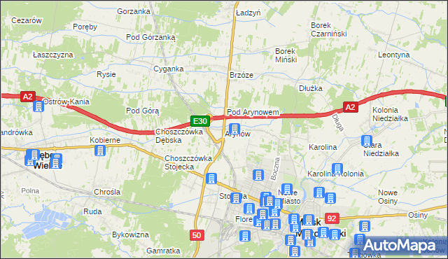 mapa Arynów, Arynów na mapie Targeo