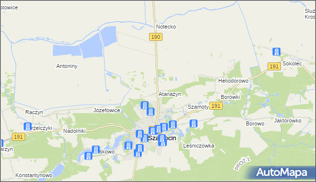 mapa Atanazyn, Atanazyn na mapie Targeo
