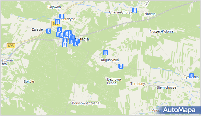 mapa Augustynka gmina Nurzec-Stacja, Augustynka gmina Nurzec-Stacja na mapie Targeo