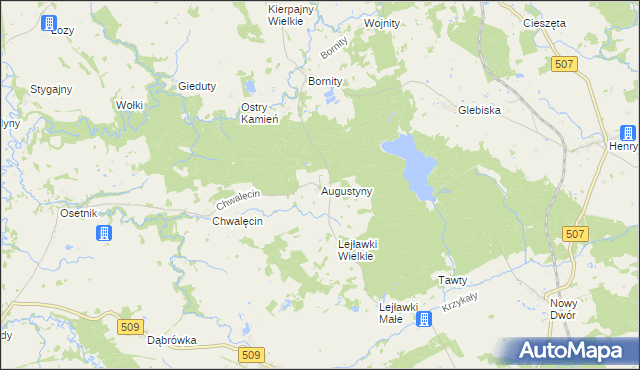 mapa Augustyny, Augustyny na mapie Targeo