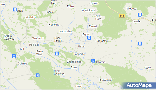 mapa Baba gmina Łyse, Baba gmina Łyse na mapie Targeo