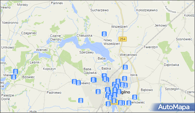 mapa Baba gmina Mogilno, Baba gmina Mogilno na mapie Targeo