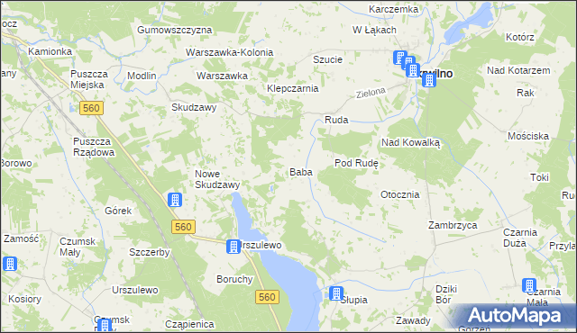 mapa Baba gmina Skrwilno, Baba gmina Skrwilno na mapie Targeo