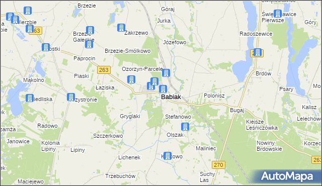 mapa Babiak powiat kolski, Babiak powiat kolski na mapie Targeo