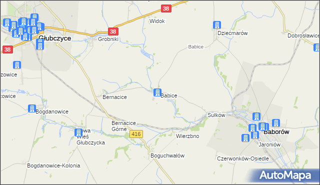 mapa Babice gmina Baborów, Babice gmina Baborów na mapie Targeo