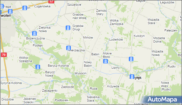 mapa Babin gmina Przyłęk, Babin gmina Przyłęk na mapie Targeo