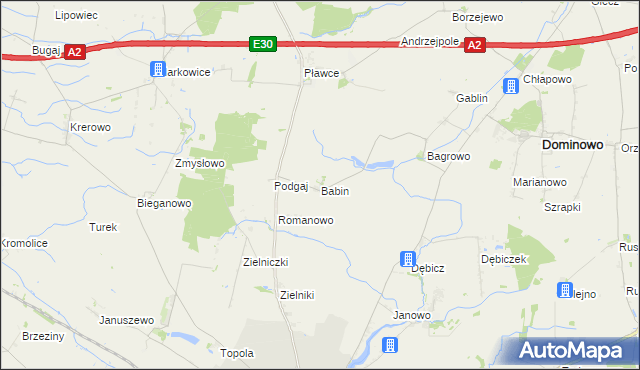 mapa Babin gmina Środa Wielkopolska, Babin gmina Środa Wielkopolska na mapie Targeo