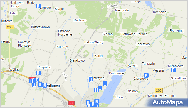 mapa Babin gmina Strzałkowo, Babin gmina Strzałkowo na mapie Targeo