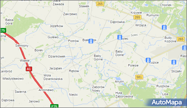 mapa Baby Górne, Baby Górne na mapie Targeo