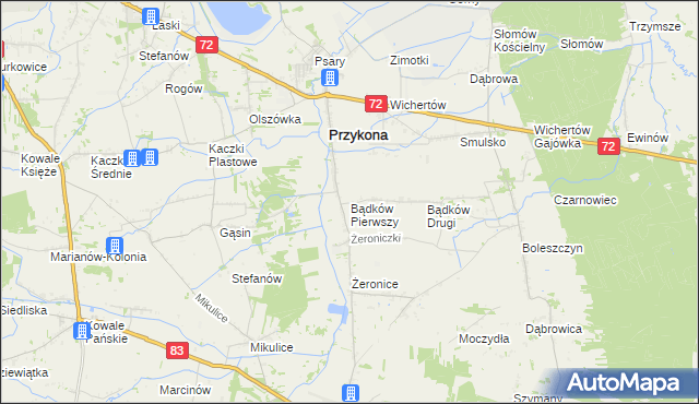 mapa Bądków Pierwszy, Bądków Pierwszy na mapie Targeo