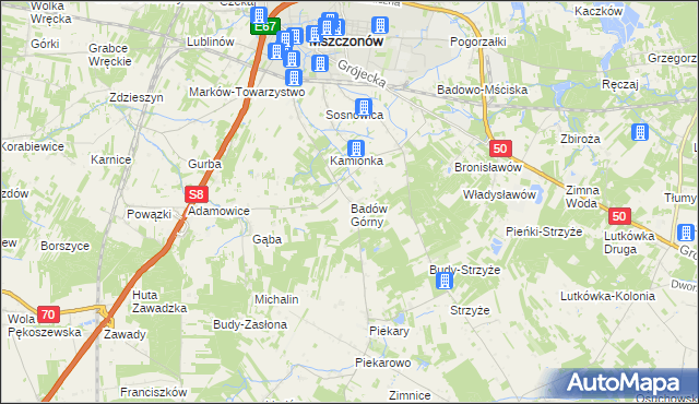 mapa Badów Górny, Badów Górny na mapie Targeo