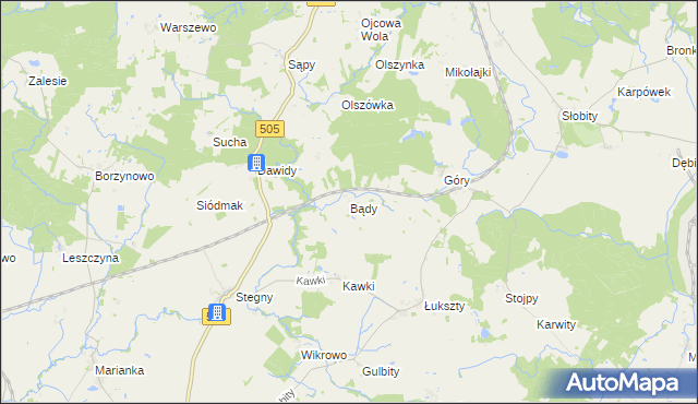 mapa Bądy, Bądy na mapie Targeo