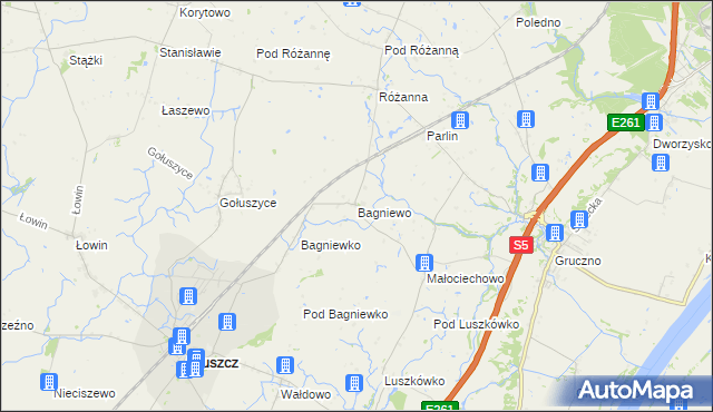 mapa Bagniewo gmina Pruszcz, Bagniewo gmina Pruszcz na mapie Targeo