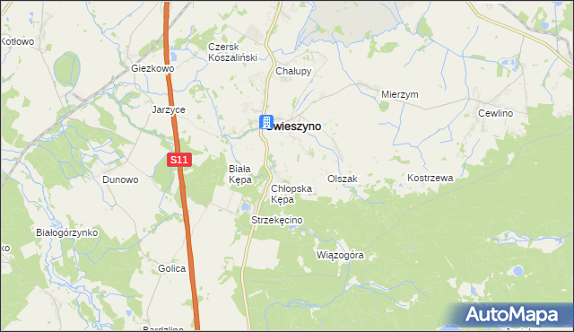 mapa Bagno gmina Świeszyno, Bagno gmina Świeszyno na mapie Targeo