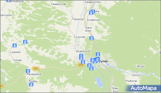 mapa Bagno gmina Zwierzyniec, Bagno gmina Zwierzyniec na mapie Targeo