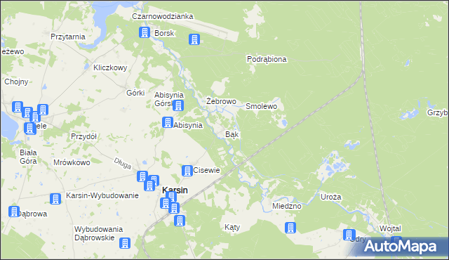 mapa Bąk gmina Karsin, Bąk gmina Karsin na mapie Targeo