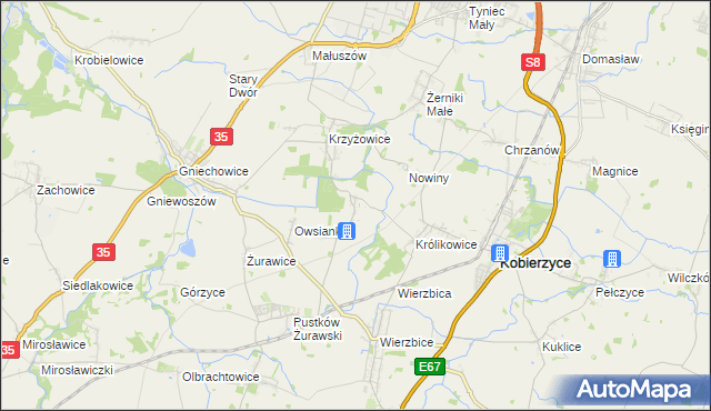 mapa Bąki gmina Kobierzyce, Bąki gmina Kobierzyce na mapie Targeo