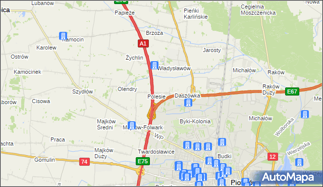 mapa Bąkowiec gmina Grabica, Bąkowiec gmina Grabica na mapie Targeo