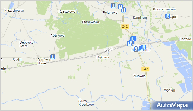 mapa Bąkowo gmina Wyrzysk, Bąkowo gmina Wyrzysk na mapie Targeo