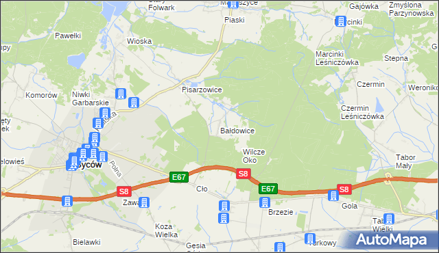 mapa Bałdowice, Bałdowice na mapie Targeo