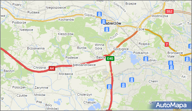 mapa Balice gmina Zabierzów, Balice gmina Zabierzów na mapie Targeo