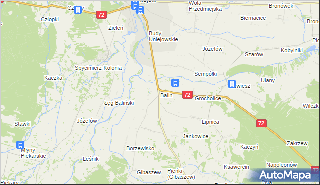 mapa Balin gmina Poddębice, Balin gmina Poddębice na mapie Targeo