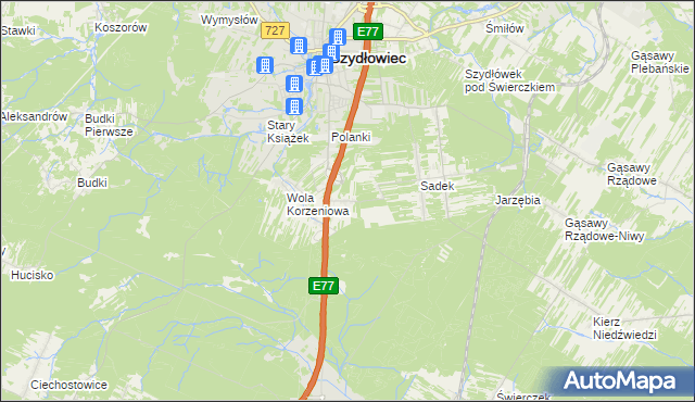 mapa Barak gmina Szydłowiec, Barak gmina Szydłowiec na mapie Targeo