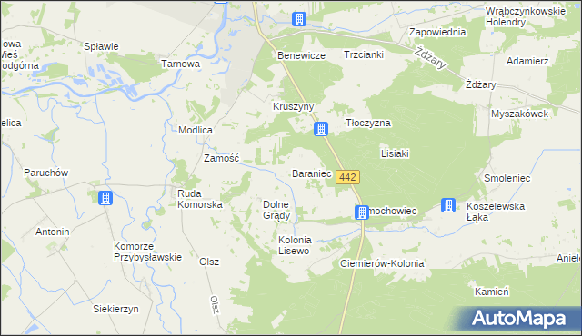 mapa Baraniec gmina Pyzdry, Baraniec gmina Pyzdry na mapie Targeo