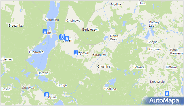 mapa Baranowo gmina Parchowo, Baranowo gmina Parchowo na mapie Targeo