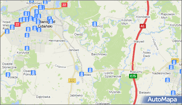 mapa Barchnowy, Barchnowy na mapie Targeo