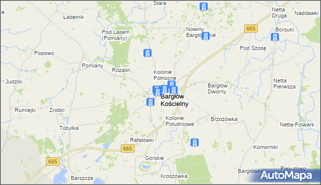 mapa Bargłów Kościelny, Bargłów Kościelny na mapie Targeo