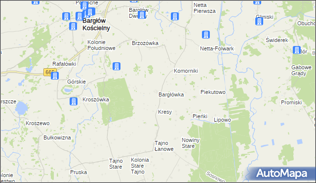 mapa Bargłówka gmina Bargłów Kościelny, Bargłówka gmina Bargłów Kościelny na mapie Targeo