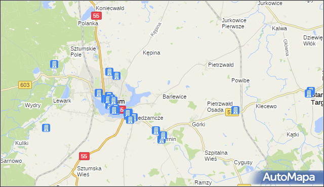 mapa Barlewice, Barlewice na mapie Targeo