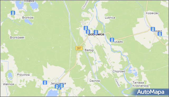 mapa Barłogi gmina Bobrowice, Barłogi gmina Bobrowice na mapie Targeo