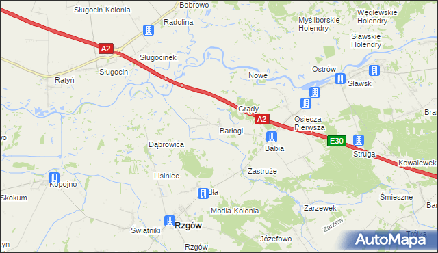 mapa Barłogi gmina Rzgów, Barłogi gmina Rzgów na mapie Targeo
