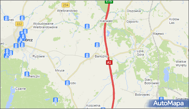 mapa Barłożno, Barłożno na mapie Targeo