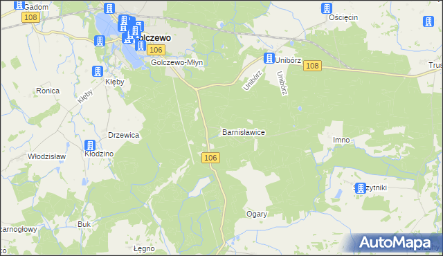 mapa Barnisławice, Barnisławice na mapie Targeo