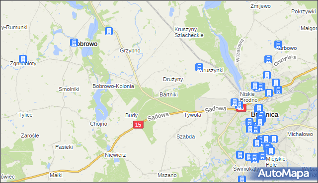 mapa Bartniki gmina Brodnica, Bartniki gmina Brodnica na mapie Targeo