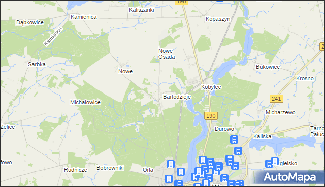 mapa Bartodzieje gmina Wągrowiec, Bartodzieje gmina Wągrowiec na mapie Targeo