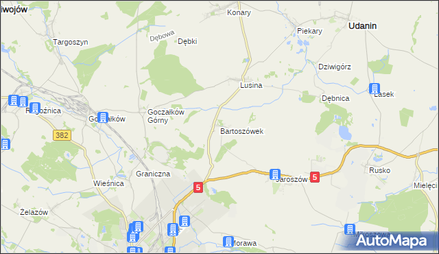 mapa Bartoszówek, Bartoszówek na mapie Targeo