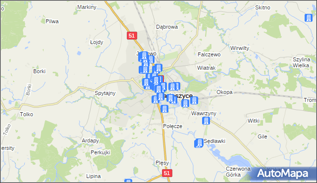 mapa Bartoszyce, Bartoszyce na mapie Targeo