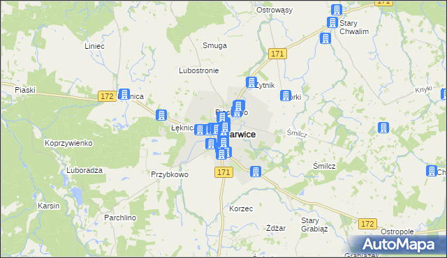 mapa Barwice, Barwice na mapie Targeo