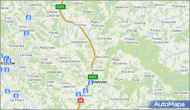 mapa Baryczka gmina Niebylec, Baryczka gmina Niebylec na mapie Targeo