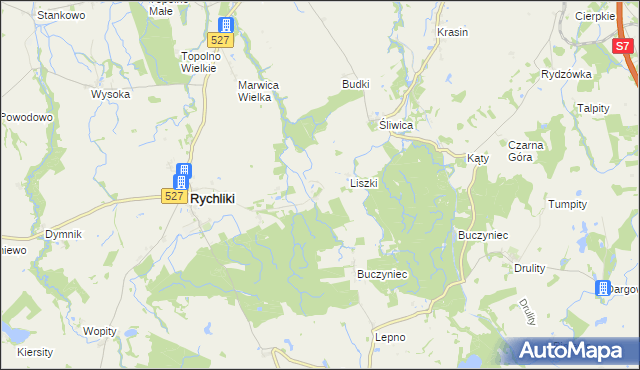 mapa Barzyna gmina Rychliki, Barzyna gmina Rychliki na mapie Targeo