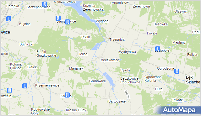 mapa Bęczkowice, Bęczkowice na mapie Targeo